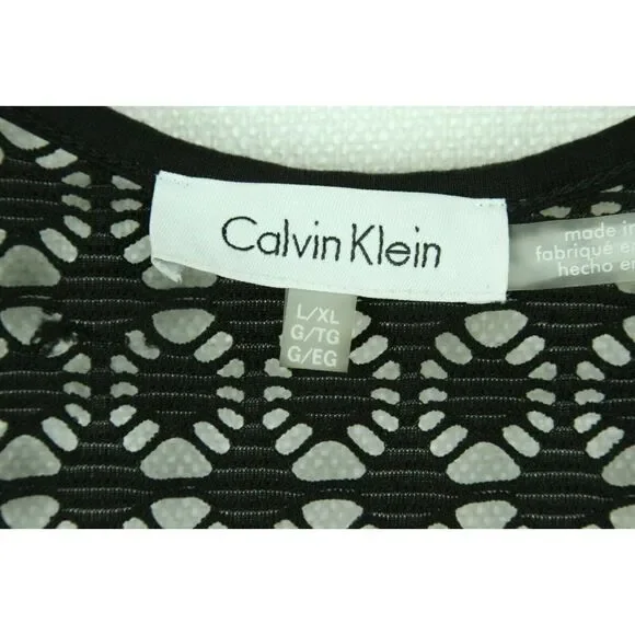 Calvin Klein Romper Shorts Lace Sheer Black Swimsuit Coverup Vacation L/XL Women - Picture 3 of 5